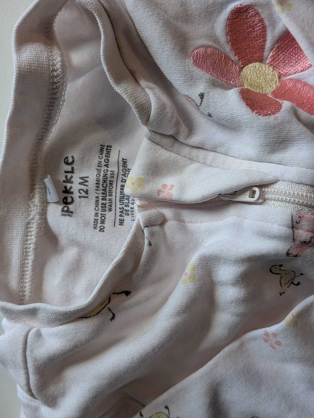 5 For 25$ PEKKLE 12M Pink Floral Zip-Front Baby One-Piece
